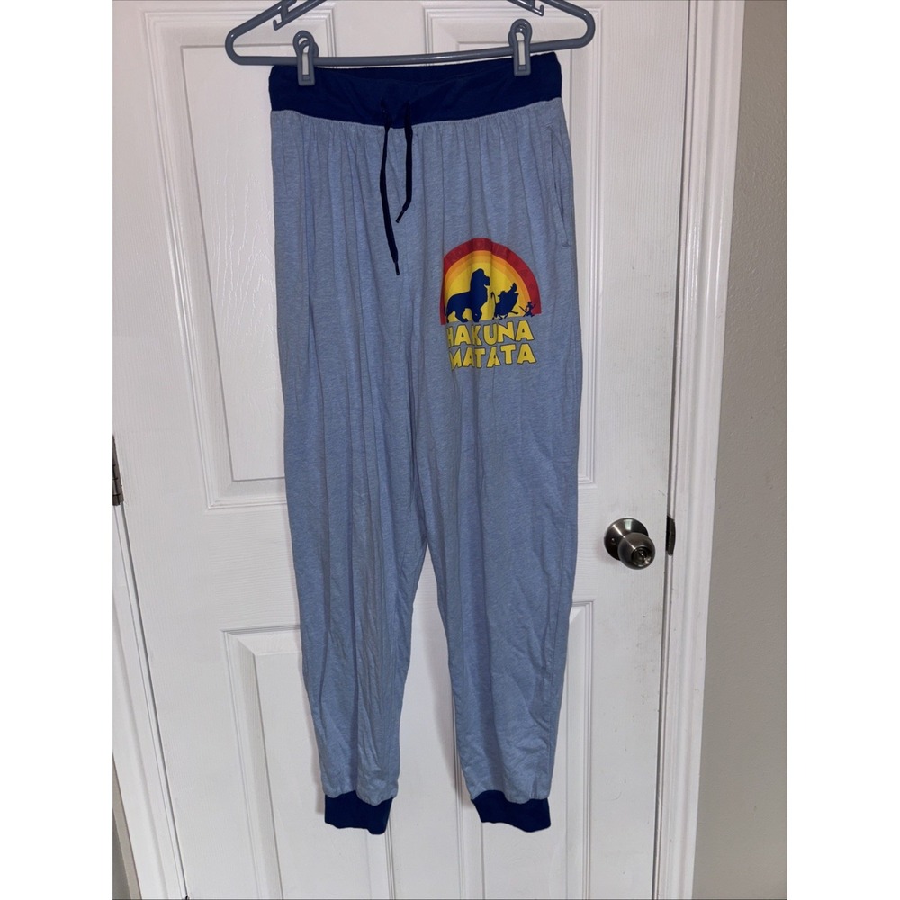 Disney The Lion King Hakuna Matata Cotton Unisex Pajama Lounge Pants Blue Size M